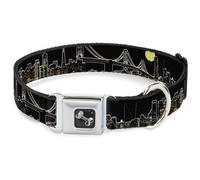 Dog Collar Bone San Francisco w/Moon Vivid Skyline Black Large 15-24"