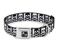 Dog Collar Bone Skull & Cross Bones Blocks Black/White White/Black WIDE-Large 20