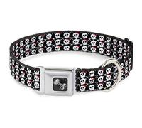 Dog Collar Bone Skull w/Bow Black/White/Red Medium 11-16.5"