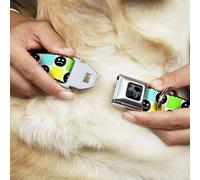 Dog Collar Bone Smiley Sad Face Checker Multi Color/White Medium 11-16.5"