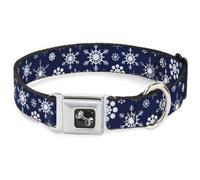 Dog Collar Bone Snowflakes Blue/White Medium 11-16.5"