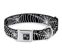 Dog Collar Bone Spider Webs Black/White Small 9.5-13"