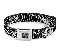 Dog Collar Bone Spider Webs Black/White WIDE-Small 13-17"