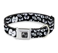 Dog Collar Bone Spooky Eyes Scattered Black/Gray/White Medium 11-16.5"