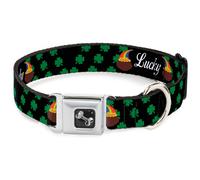 Dog Collar Bone St. Pat's LUCKY Pot of Gold/Shamrocks Scattered Black/Green/Whit
