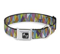 Dog Collar Bone Stained Glass Mosaic Multi Color WIDE-Small 13-17"