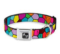 Dog Collar Bone Stained Glass Mosaic2 Multi Color/Navy Small 9.5-13"