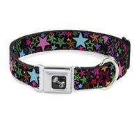 Dog Collar Bone Stargazer Black/Multi Color WIDE-Medium 16-23"