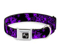 Dog Collar Bone Stargazer Black/Purple Large 15-24"