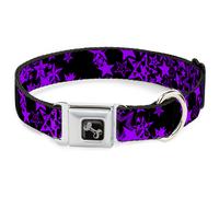 Dog Collar Bone Stargazer Black/Purple WIDE-Medium 16-23"