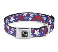 Dog Collar Bone Stargazer Blue/White/Red Medium 11-16.5"