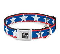 Dog Collar Bone Stars/Stripes Red/Blue/White WIDE-Large 20-31"