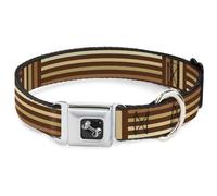 Dog Collar Bone Stripe Blocks Browns WIDE-Medium 16-23"