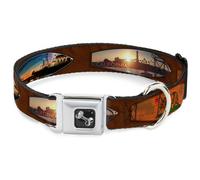 Dog Collar Bone Surfboard Cali Scenes/US Flag Brown Medium 11-16.5"