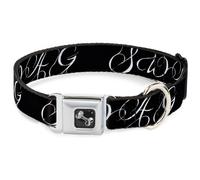 Dog Collar Bone SWAG Script Black/White Large 15-24"