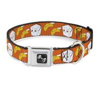 Dog Collar Bone Take Out/Fortune Cookies Orange Large 15-24"