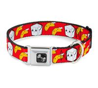 Dog Collar Bone Take Out/Fortune Cookies Red WIDE-Medium 16-23"