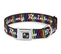 Dog Collar Bone TASTE MY RAINBOW Black/Multi Color WIDE-Large 20-31"