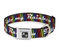 Dog Collar Bone TASTE MY RAINBOW Black/Multi Color WIDE-Small 13-17"