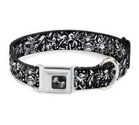 Dog Collar Bone Tattoo Johnny-Fairies Black/White WIDE-Large 20-31"
