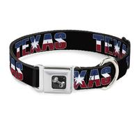 Dog Collar Bone TEXAS w/Star Black/White/Blue/Red WIDE-Large 20-31"