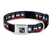 Dog Collar Bone TEXAS w/Star Black/White/Blue/Red WIDE-Large 20-31"