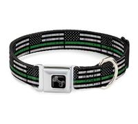Dog Collar Bone Thin Green Line Flag Weathered Black/Gray/Green WIDE-Large 20-31