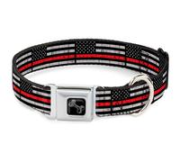 Dog Collar Bone Thin Red Line Flag Weathered Black/Gray/Red Large 15-24"