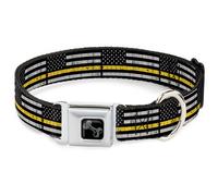 Dog Collar Bone Thin Yellow Line Flag Weathered Black/Gray/Yellow WIDE-Large 20-