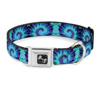 Dog Collar Bone Tie Dye Swirl Purples/Blues Large 15-24"
