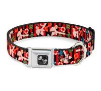 Dog Collar Bone Top Hat Pin Up Girl/Poker Chips Vertical Stripes Red/Black WIDE-