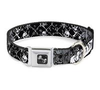 Dog Collar Bone Trust No One Black/White Medium 11-16.5"