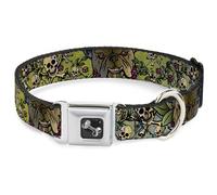 Dog Collar Bone Trust No One CLOSE-UP Yellow/Green/Blue-SIDEWAYS WIDE-Small 13-1