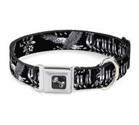 Dog Collar Bone Truth and Justice Black/White Medium 11-16.5"