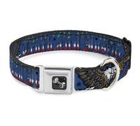 Dog Collar Bone Truth and Justice Blue WIDE-Large 20-31"