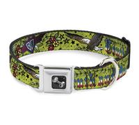 Dog Collar Bone Truth and Justice Green WIDE-Large 20-31"