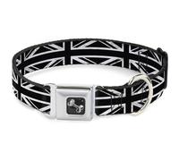 Dog Collar Bone Union Jack Distressed Black/White Small 9.5-13"