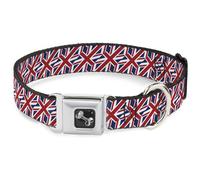 Dog Collar Bone United Kingdom Flags Diagonal WIDE-Small 13-17"