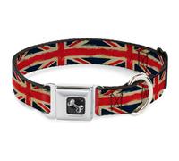 Dog Collar Bone United Kingdom Flags Distressed Painting Medium 11-16.5"