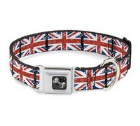 Dog Collar Bone United Kingdom Flags Weathered WIDE-Small 13-17"