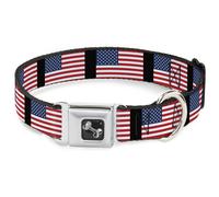 Dog Collar Bone United States Flags Medium 11-16.5"