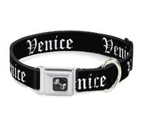 Dog Collar Bone VENICE Old English Black/White WIDE-Large 20-31"