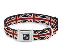Dog Collar Bone Vintage United Kingdom Flags Medium 11-16.5"