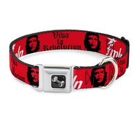 Dog Collar Bone VIVA LA REVOLUCION Che w/fmln Red Large 15-24"