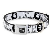 Dog Collar Bone VIVA LA REVOLUCION Che White/Black WIDE-Small 13-17"