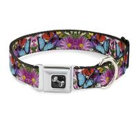 Dog Collar Bone Vivid Butterfly Garden WIDE-Medium 16-23"