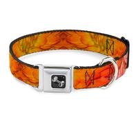 Dog Collar Bone Vivid Floral Collage Orange-Pinks Large 15-24"