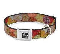 Dog Collar Bone Vivid Floral Collage2 Yellows/Pinks/Oranges Large 15-24"