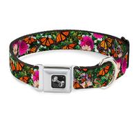 Dog Collar Bone Vivid Monarch Butterfly Garden WIDE-Large 20-31"