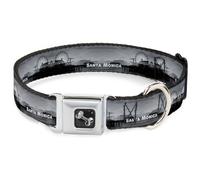 Dog Collar Bone Vivid SANTA MONICA Pier Skyline Grays/White WIDE-Medium 16-23"